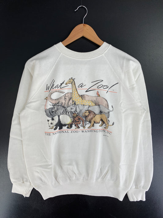 1985 WHAT A ZOO Made in USA Size M Vintage Animal Sweat-Shirt / G2899S