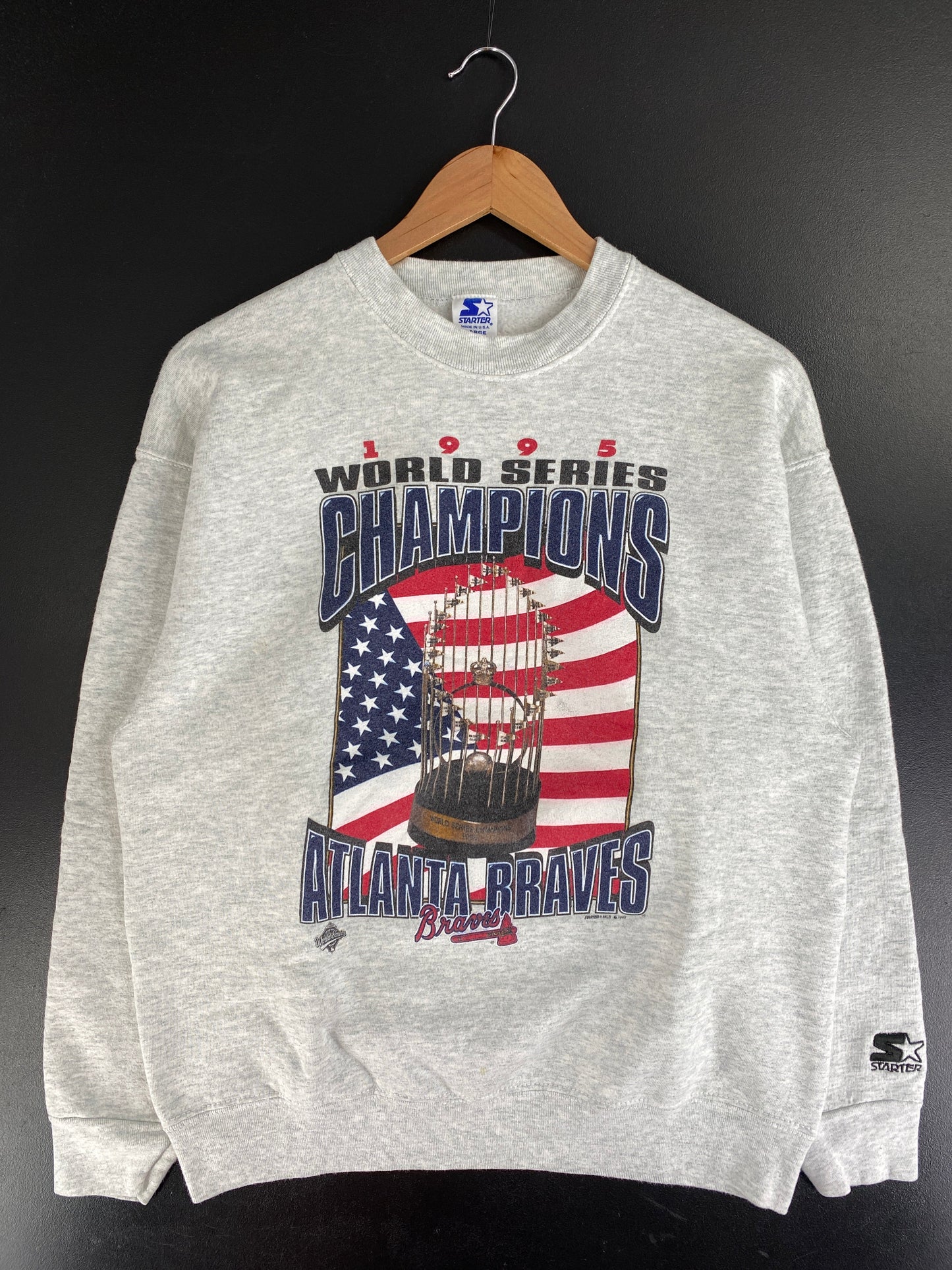 1995 STARTER x ATLANTA BRAVES Made in USA Size L Vintage MLB Sweat-Shirt / G1027S