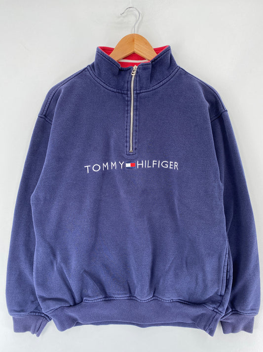 90’s TOMMY HILFIGER Size S Half ZipSweat-Shirt / F8649S