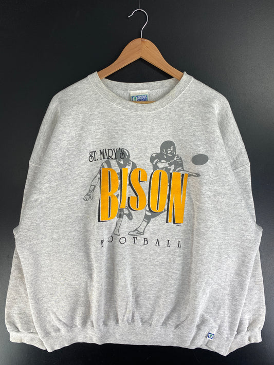 90’s ST. MARY'S BISON FOOTBALL Size XXXL College Sweat-Shirts / G4211S
