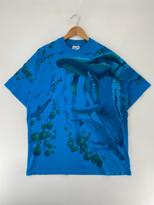 .90's WHALE Made in USA Size XL Vintage T-Shirt / F1633T