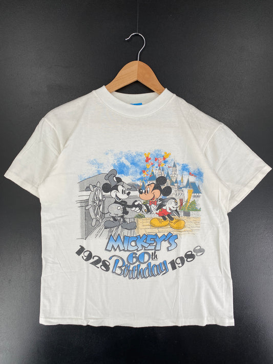 1988 DISNEY MICKEY'S 60TH BIRTHDAY Made in USA Size M Vintage T-Shirts / F1701T