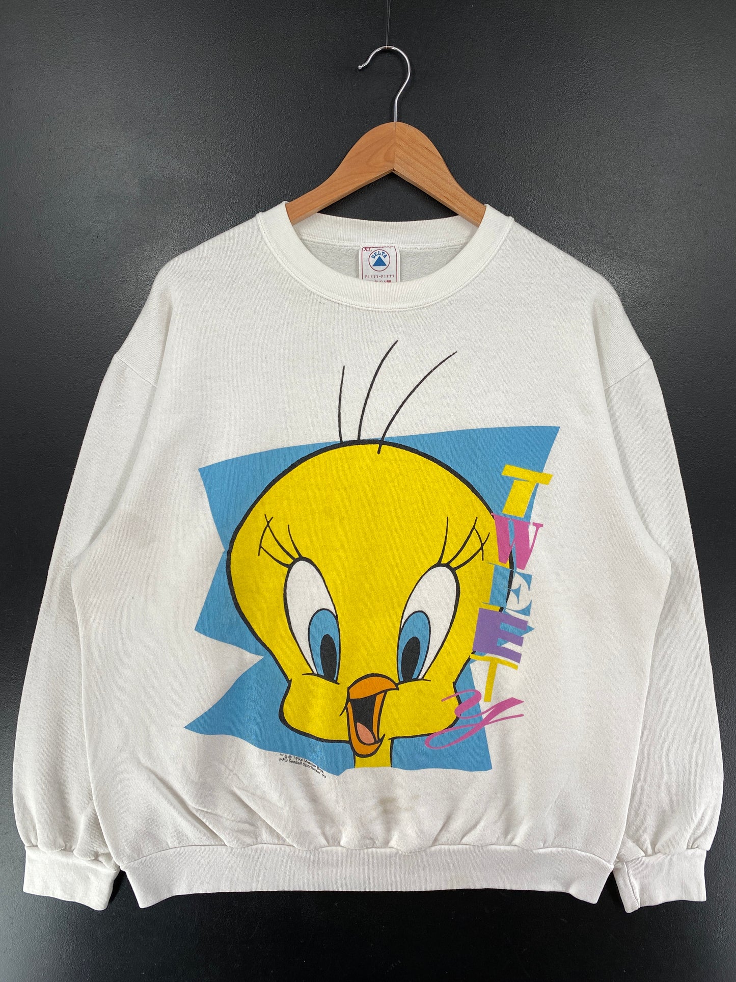 1994 LOONEY TUNES TWEETY Made in USA Size XL Vintage Sweat-shirt / G6610S