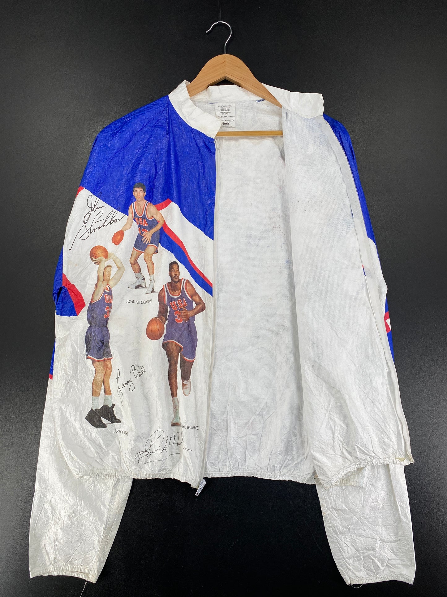 1992 U.S OLYMPIC BASKET BALL Made in USA Size L Vintage Zip-Up Paper Jacket/ F9406J