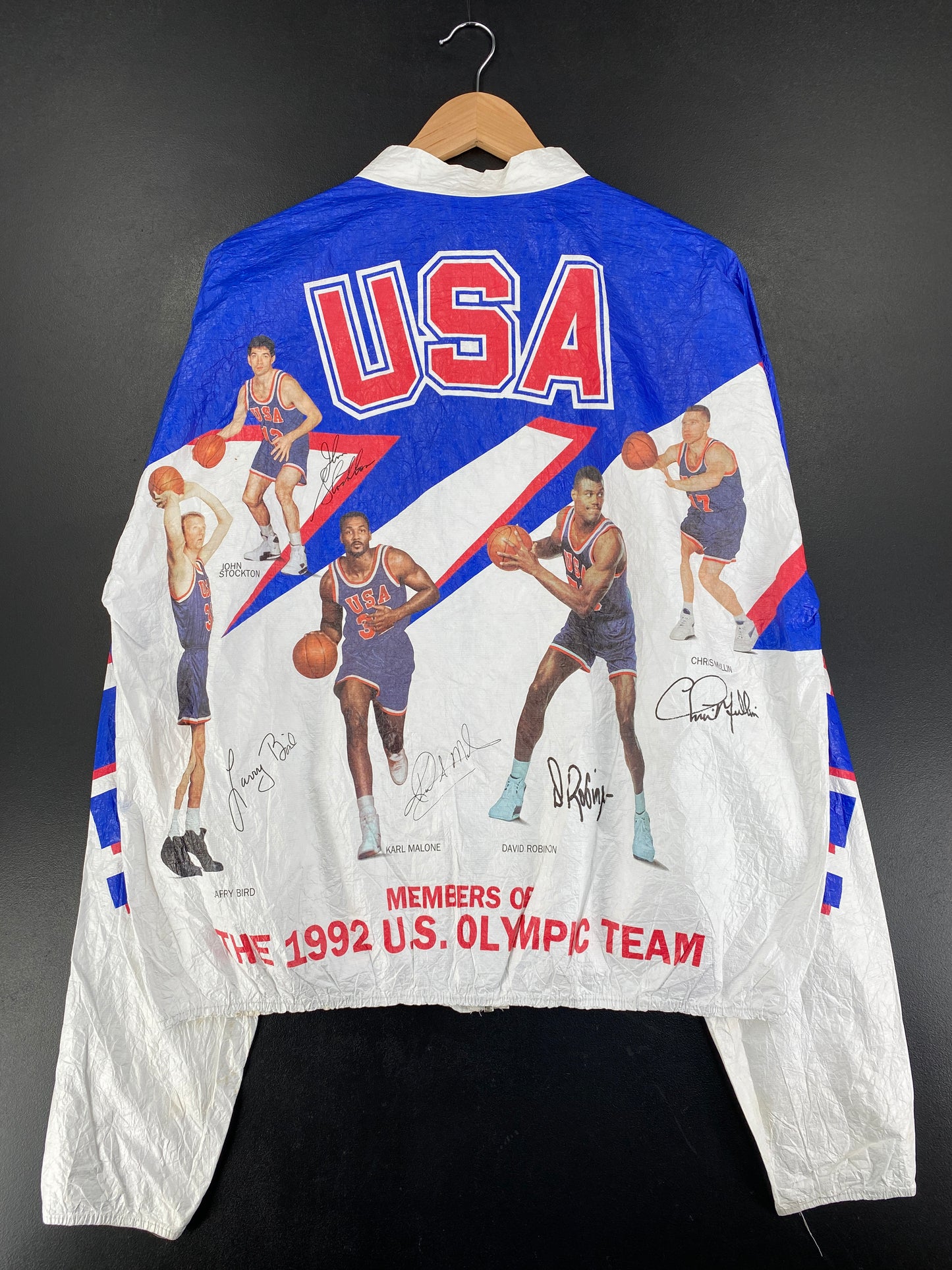 1992 U.S OLYMPIC BASKET BALL Made in USA Size L Vintage Zip-Up Paper Jacket/ F9406J