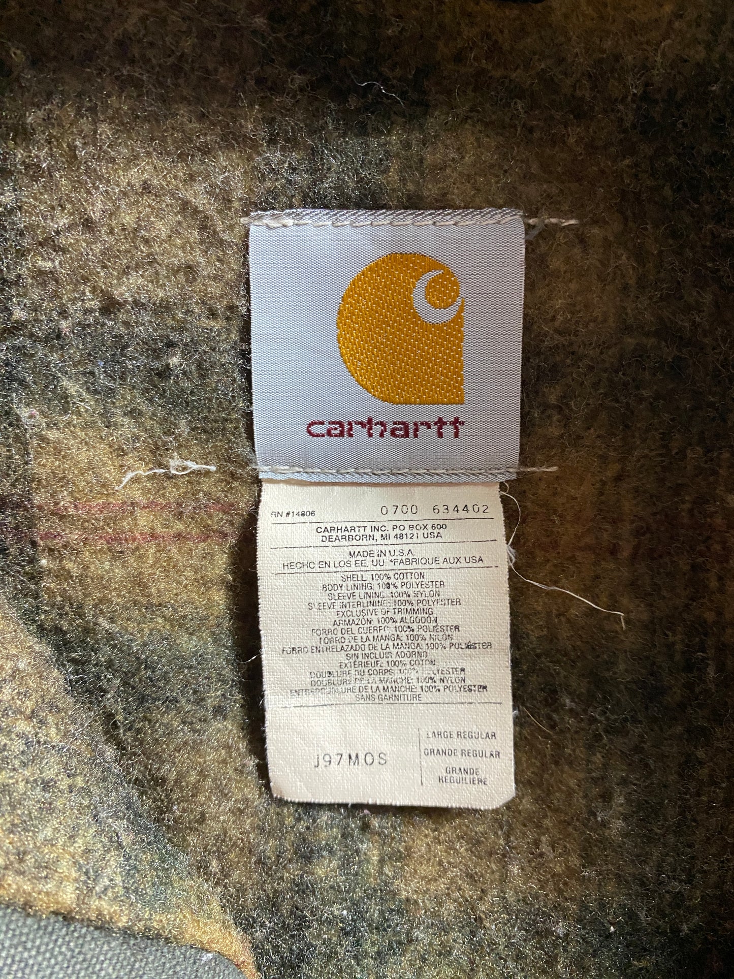 Vintage CARHARTT Size L ZIP-UP Duck Jacket / F2741J