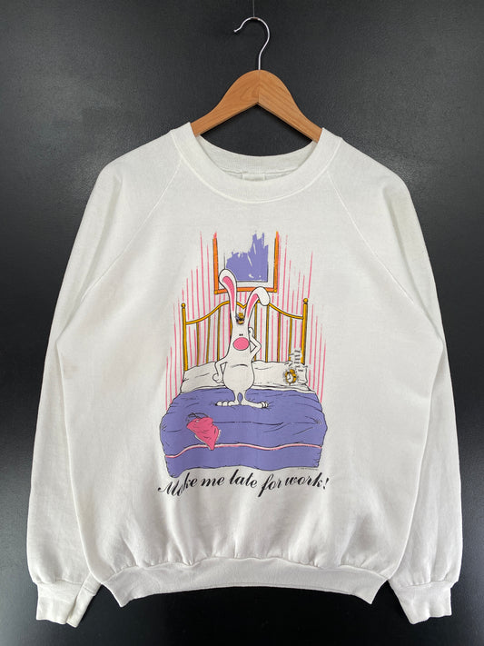1988 MAKE ME LATE FOR WORK Made in USA Size XL Vintage Sweat-Shirt / G6837S