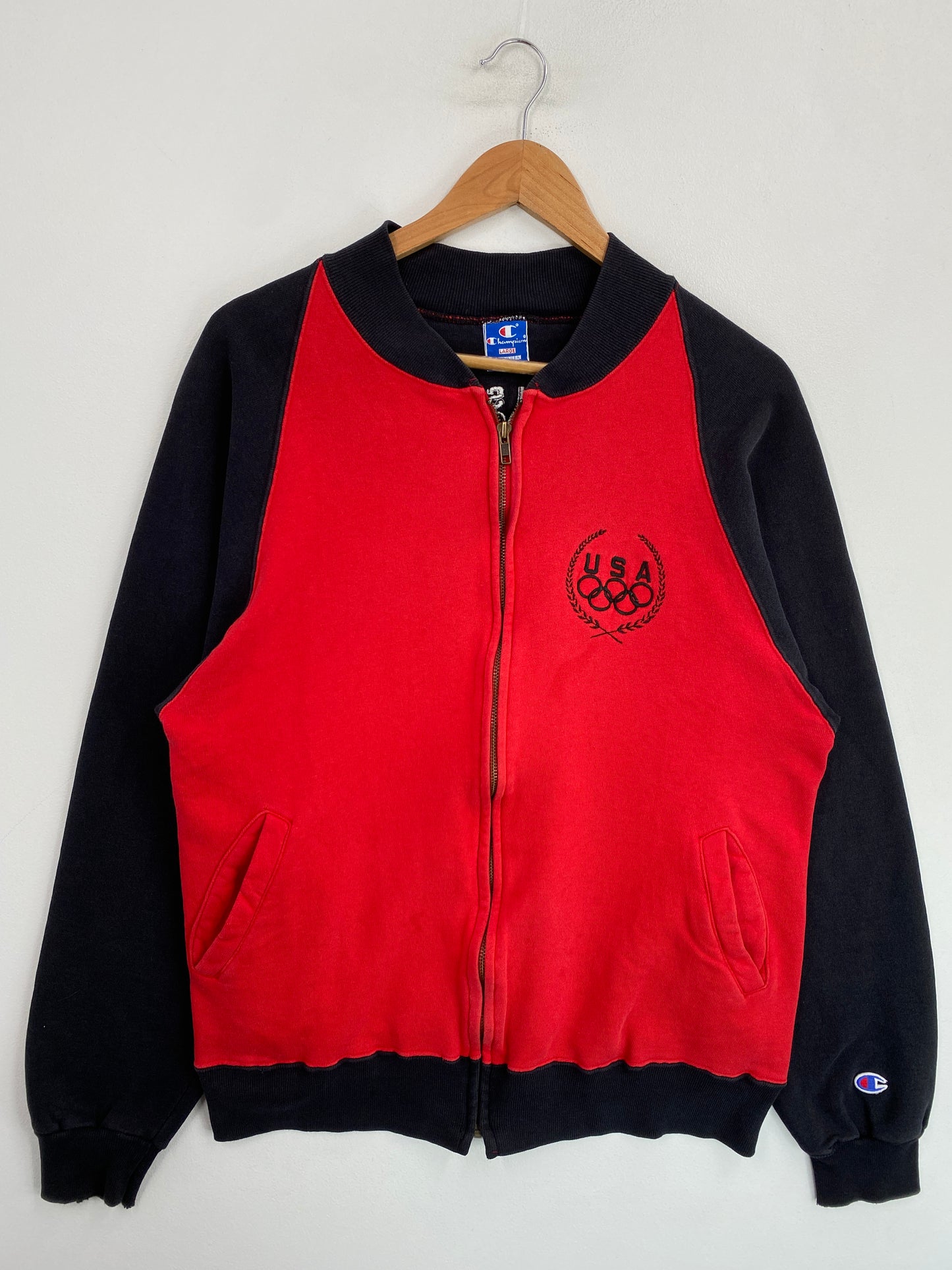 90's CHAMPION OLYMPIC USA Made in USA Size L Vintage Zip-Up Sweat-Shirts / G6881S