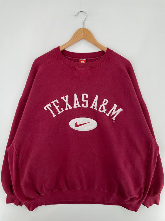 90’s NIKE x TEXAS A&M Size XXL Vintage College Sweat-Shirt / F2103S