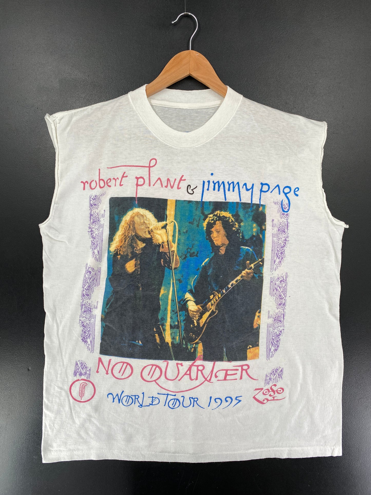 1995 LED ZEPPELIN ROBERT PLANT & JIMMY PAGE Size No Tag (Approx.L) Vintage Music T-Shirt / G6984T