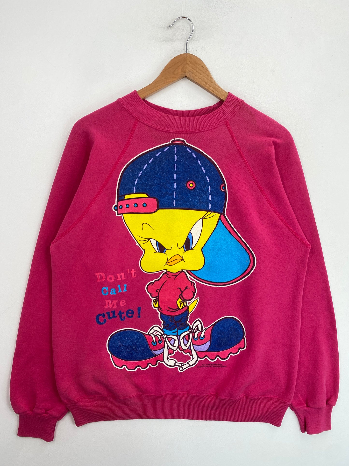 1995 LOONEY TUNES TWEETY Size No Tag (Approx.L) Vintage Sweat-shirt / G7013S
