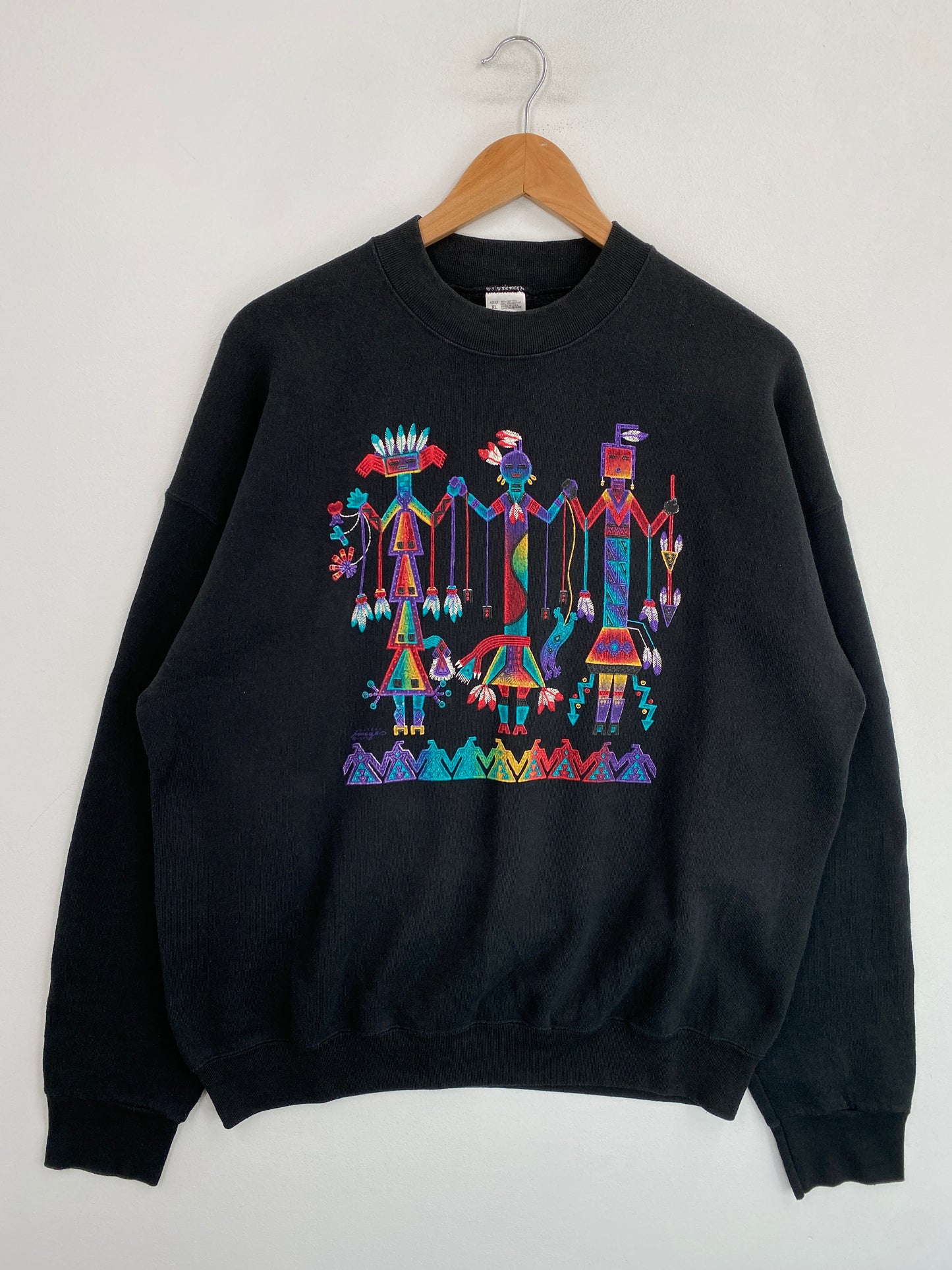 1995 NATIVE AMERICAN ART Made in USA Size XL Vintage Sweat-shirt / G7112S