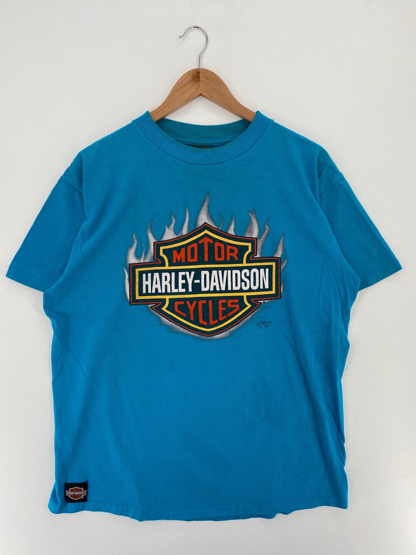 1990 HARLEY DAVIDSON 3D Emnlem Made in USA Size XL Vintage T-Shirt / G3416T
