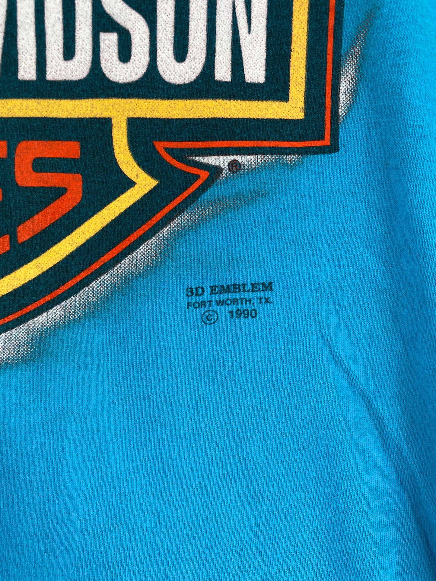 1990 HARLEY DAVIDSON 3D Emnlem Made in USA Size XL Vintage T-Shirt / G3416T