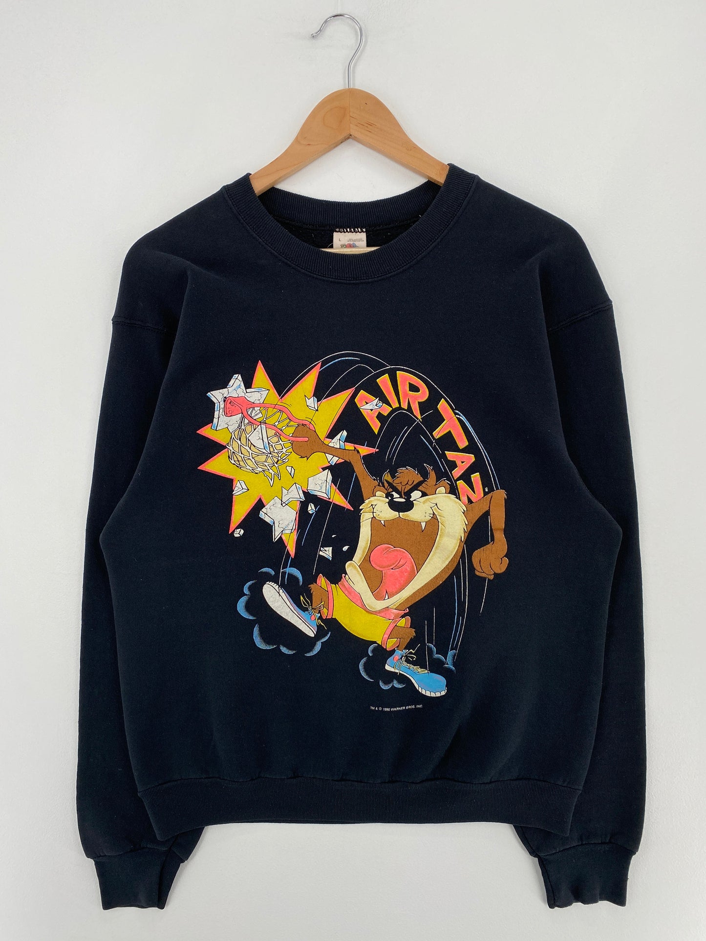 1990 LOONEY TUNES TAZ Made in USA Size L Vintage Sweat-Shirts / F7647S