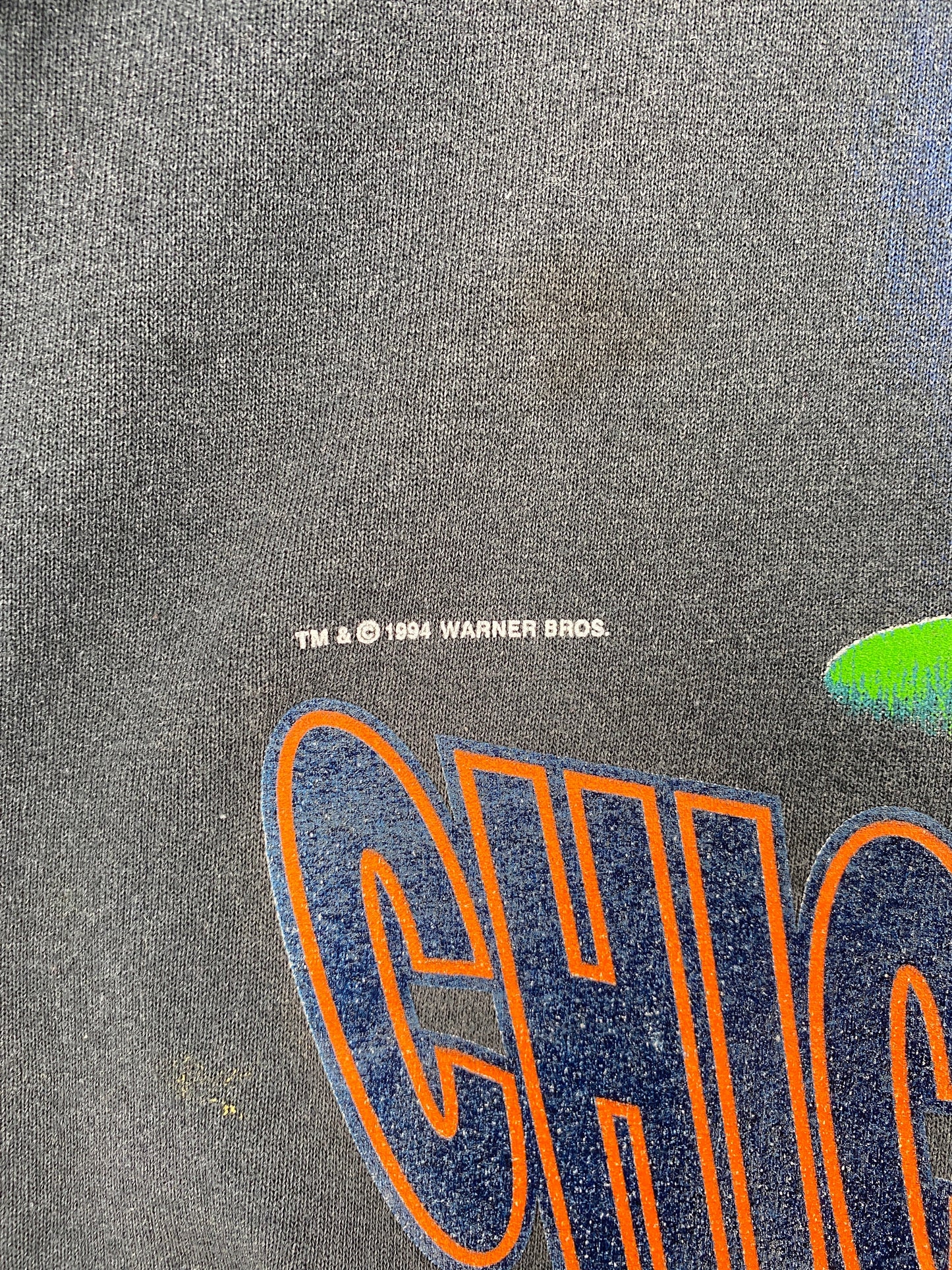 1994 LOONEY TUNES TAZ X CHICAGO BEARS Size No Tag (Approx.L) Vintage NFL Sweat-shirt / F3102S