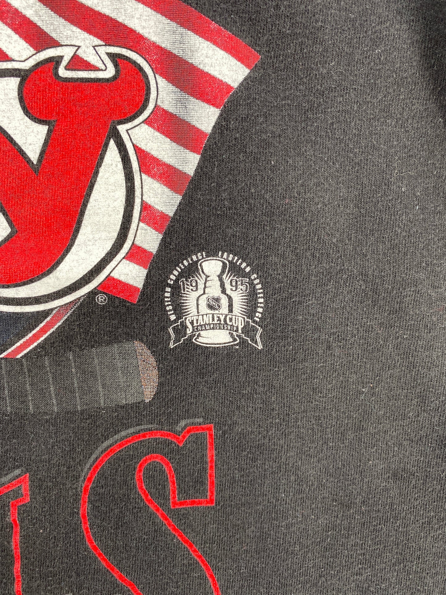 1995 STARTER x STANLEY CUP NEW JARSEY DEVILS Made in USA Size L Vintage NHL T-shirt / F2126T