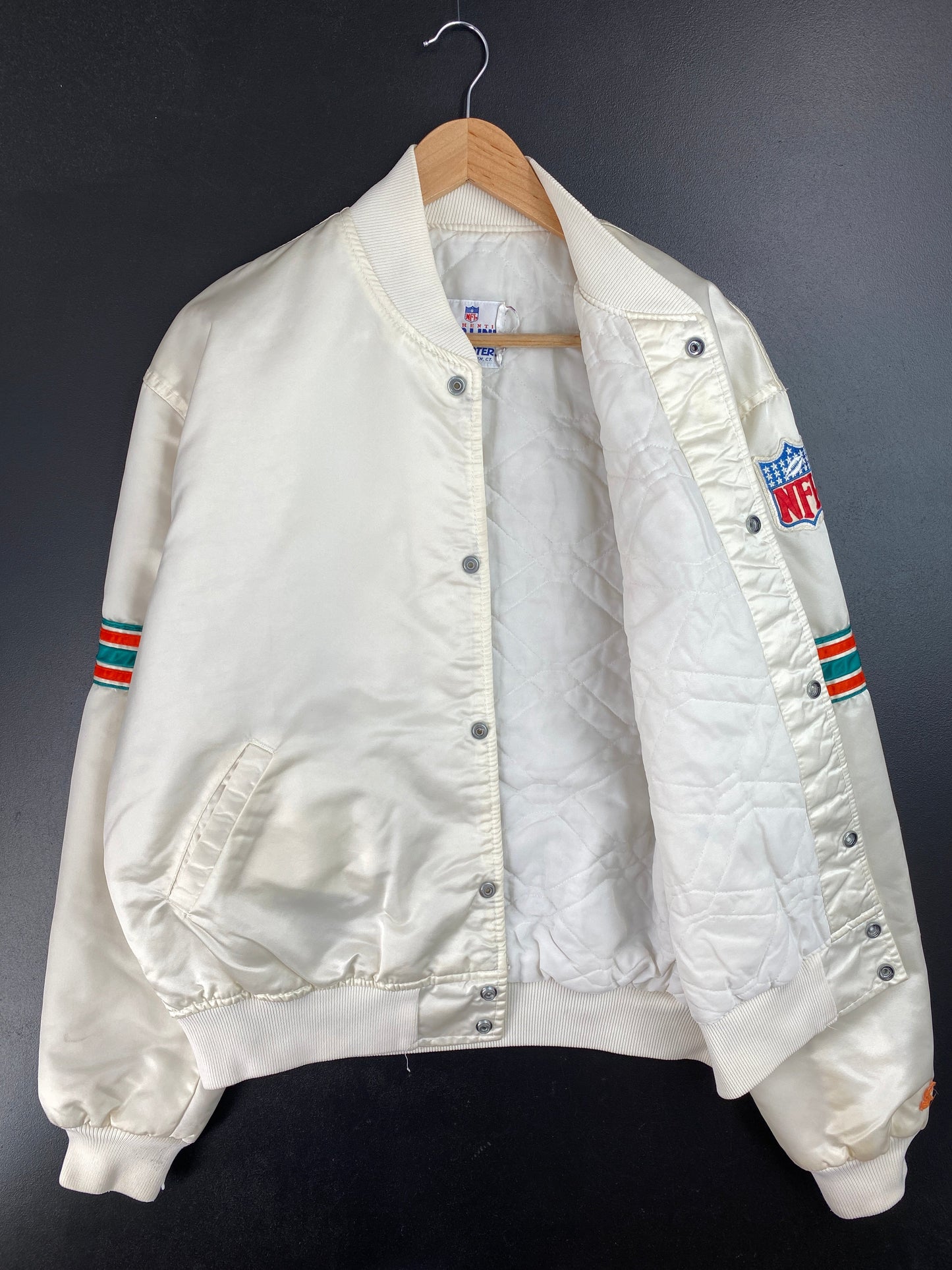90’s STARTER x DOLPHINS Made in USA Size XL NFL Button down Nylon Jacket / F5833N