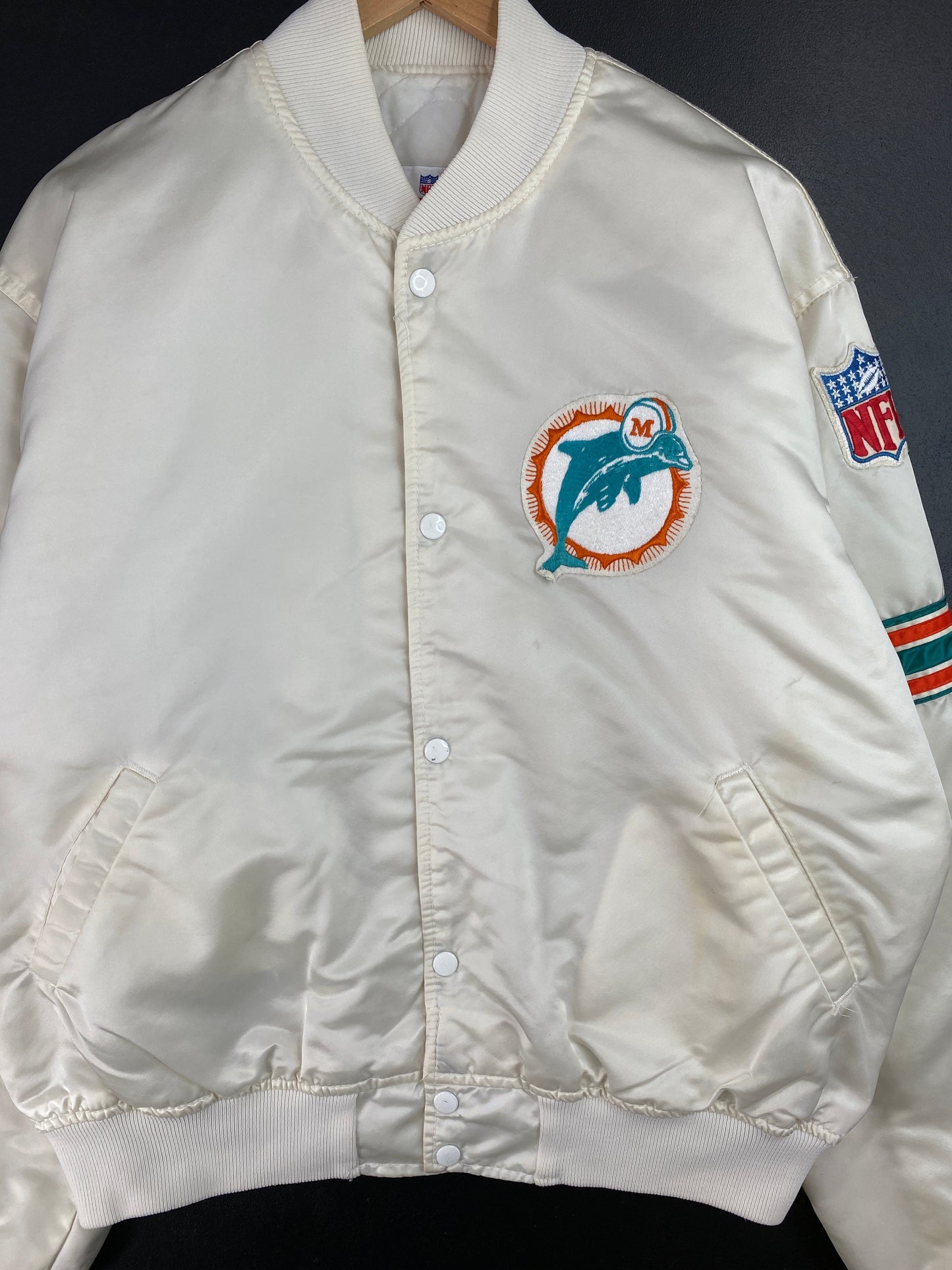 90’s STARTER x DOLPHINS Made in USA Size XL NFL Button down Nylon Jacket / F5833N
