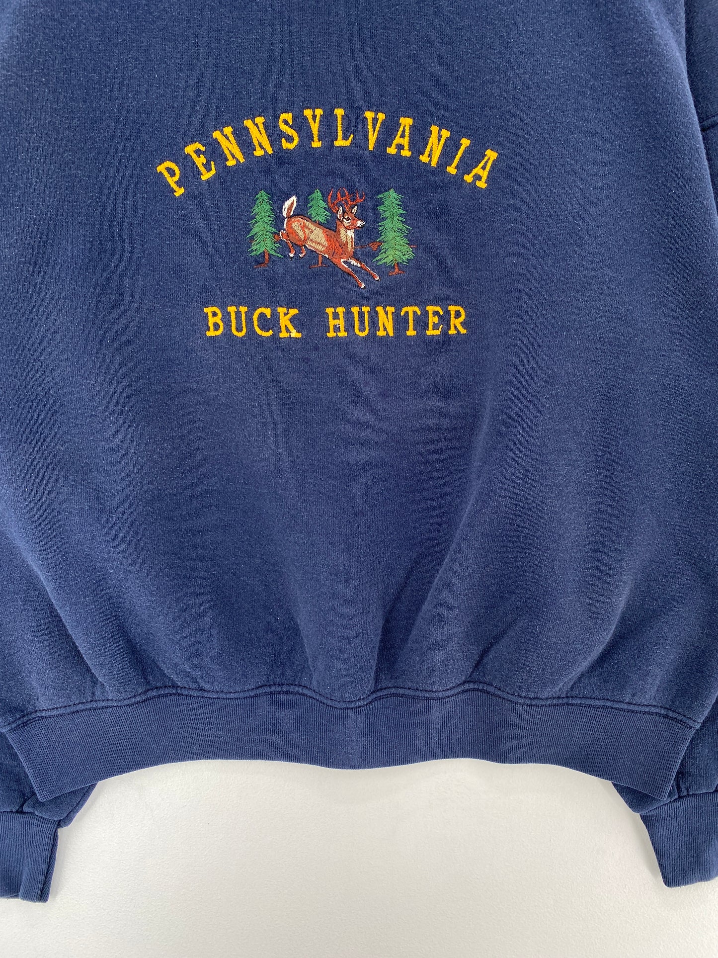 90's PENNSYLVANIA BUCK HUNTER WHITETAIL DEER Made in USA Size L Vintage Animal Sweat-shirt / E8829S