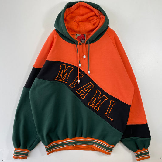 (L) 90’s MIAMI HURRICANES College Double Hoodie Sweat-shirt / A0430S
