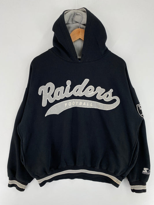 90’s STARTER x RAIDERS Size L NFL Hoodie Sweat-shirt / F6175S