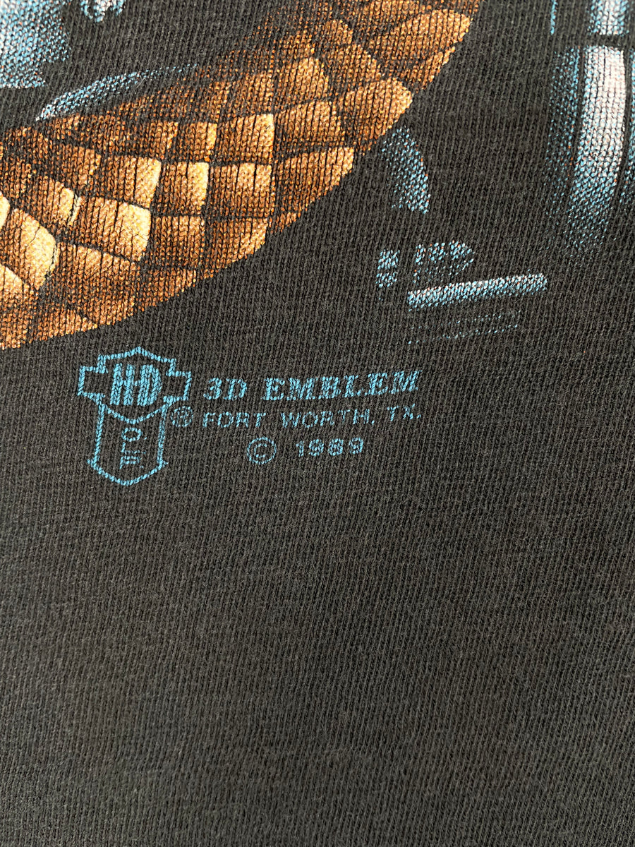 1989 3D Emblem x HARLEY DAVIDSON Size L Vintage Long Sleeve T-shirt / E8269T