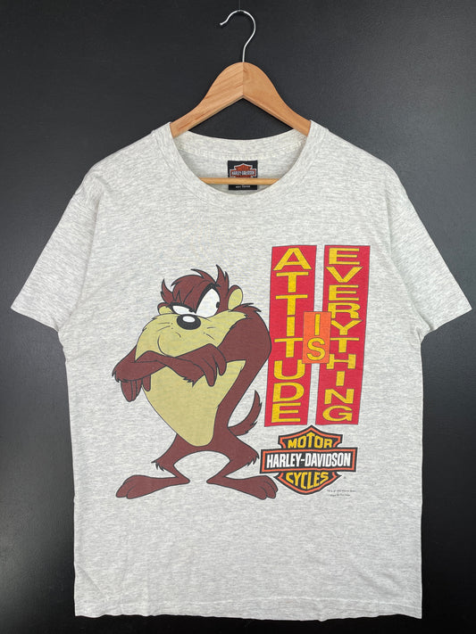 1993 HARLEY DAVIDSON x LOONEY TUNES TAZ Made in USA Size L Vintage T-Shirt / E8939T