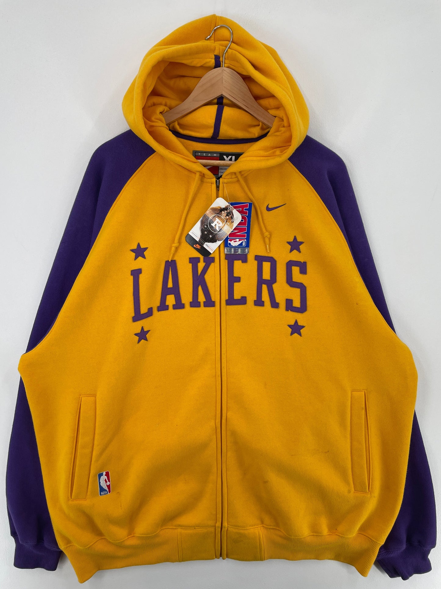00' Deadstock NIKE x LOS ANGELES LAKERS Size XL Vintage Hoodie Zip-up Sweat-shirt / F5775S