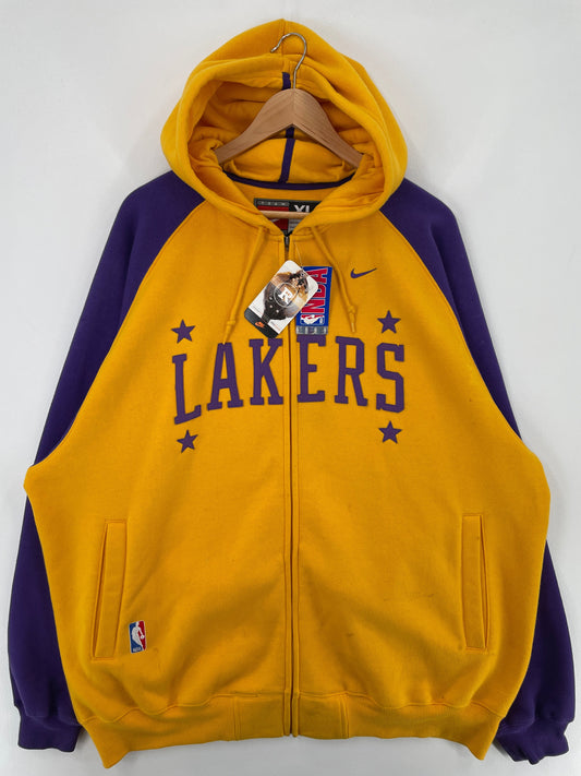 00' Deadstock NIKE x LOS ANGELES LAKERS Size XL Vintage Hoodie Zip-up Sweat-shirt / F5775S