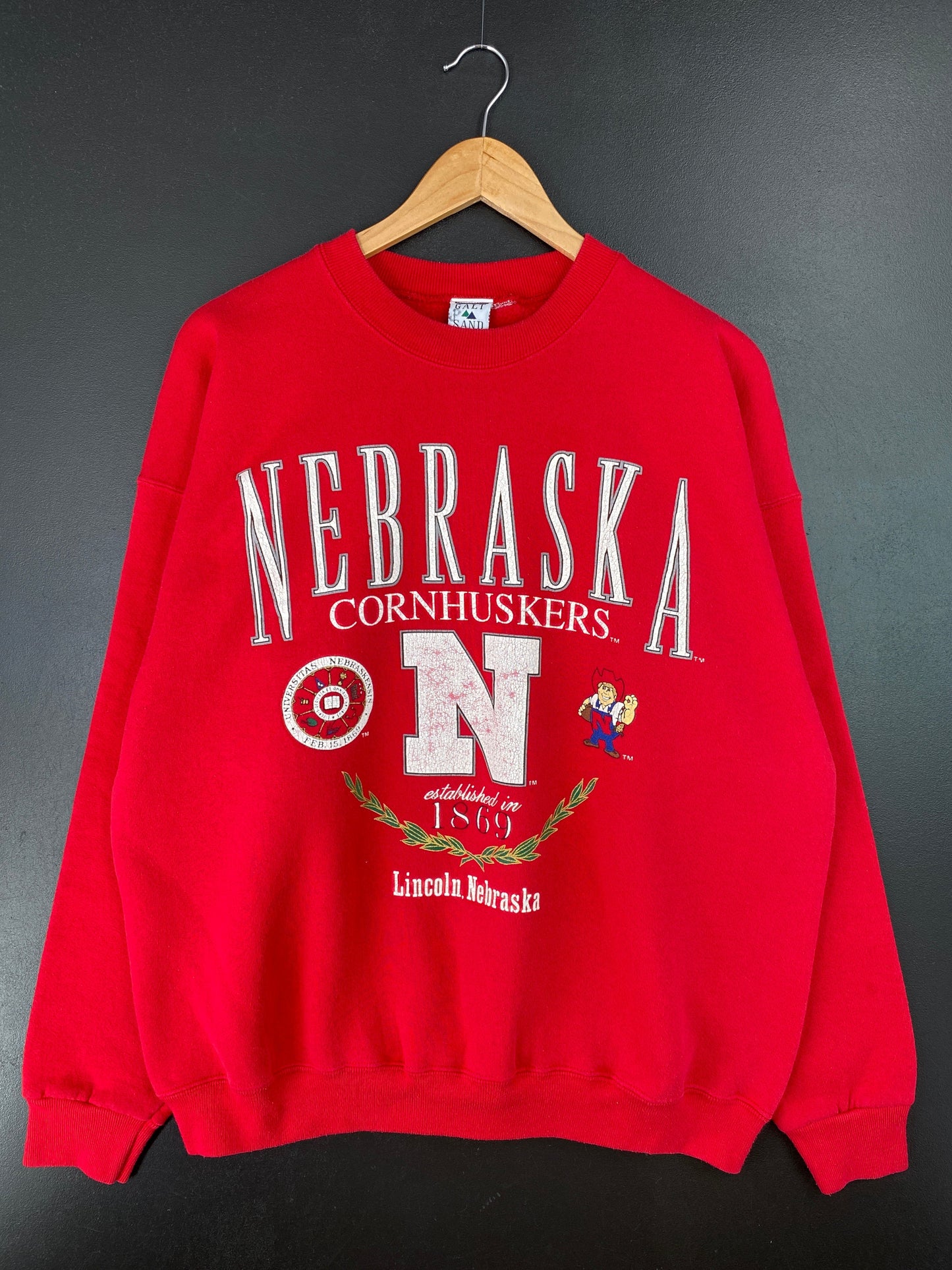 90's UNIVERSITY OF NEBRASKA Made in USA Size XL Vintage College Sweat-Shirt / F3411S