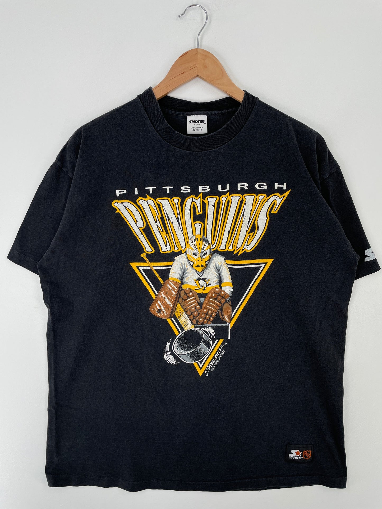 1990 PITTSBURGH PENGUINS Made in USA Size XL Vintage NHL T-Shirt / F4698S