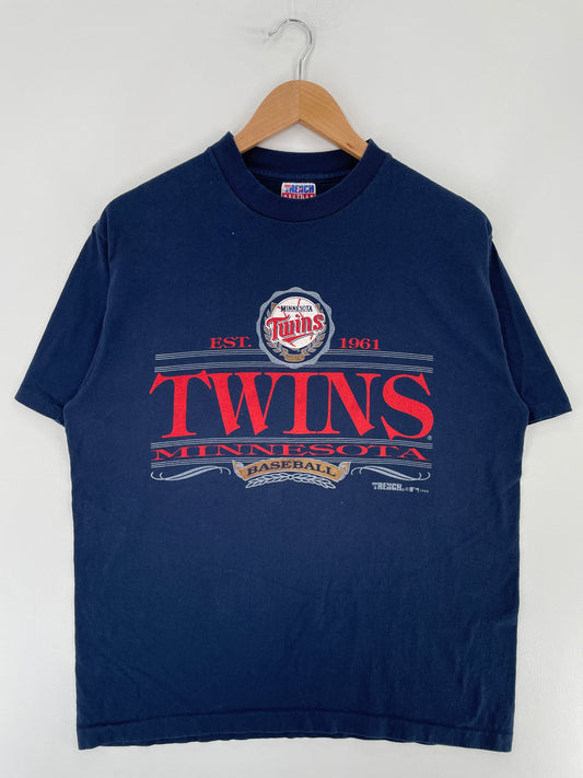 1992 MINNESOTA TWINS Made in USA Size L Vintage MLB T-Shirt / F2800T