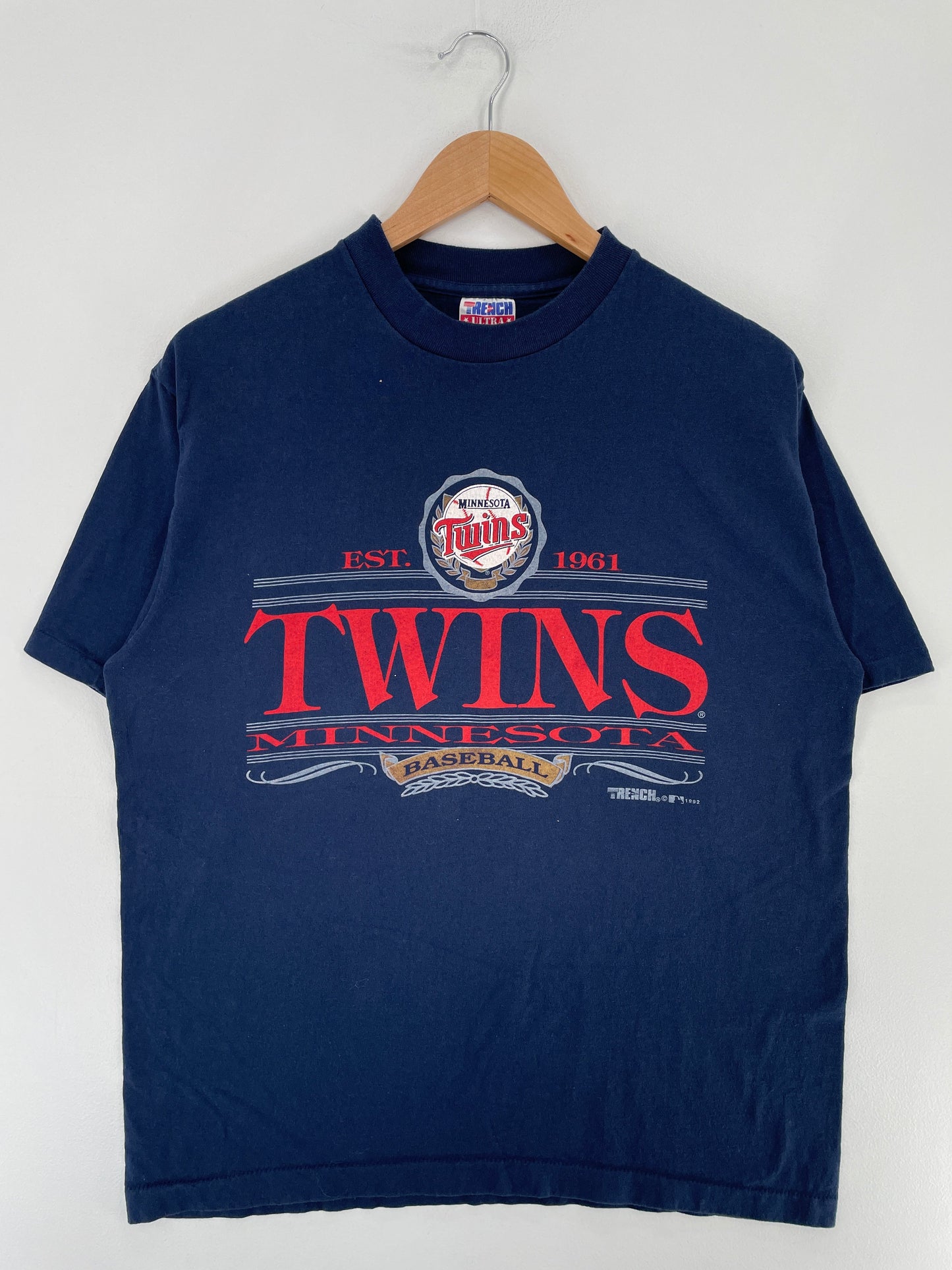 1992 MINNESOTA TWINS Made in USA Size L Vintage MLB T-Shirt / F2800T