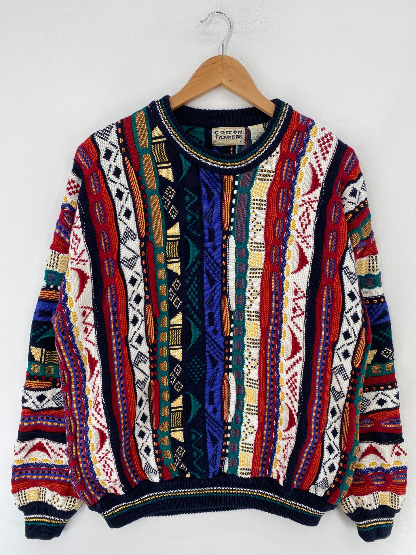 Vintage 3D COOGI-Style Size L Cotton Knit Sweater / F256K