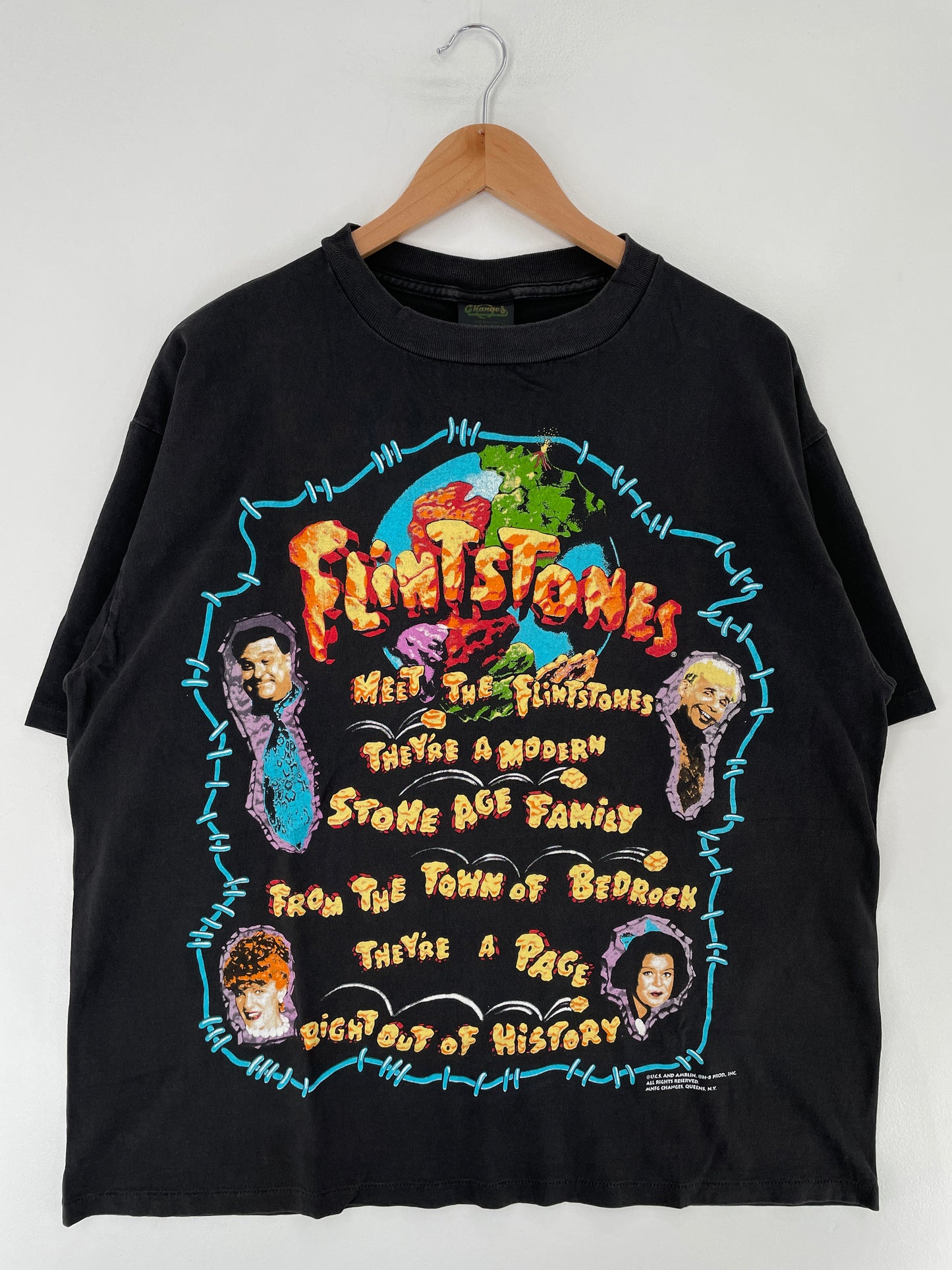 90’s THE FLINTSTONES Made in USA Size XL Vintage T-Shirt / E8068T