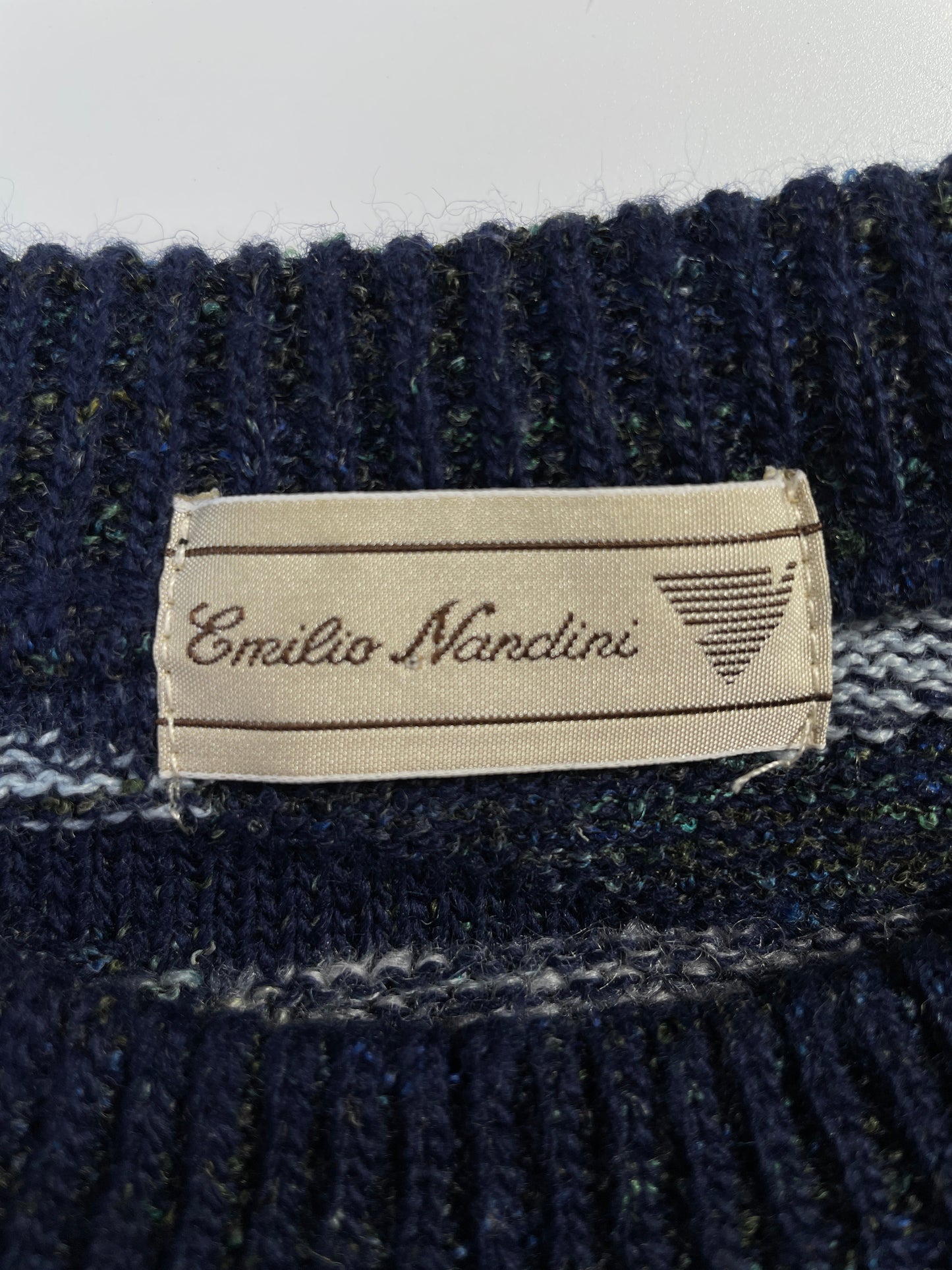 Vintage EMILIA NANDINI Size Approx.XL Wool Knit Sweater / F5875K