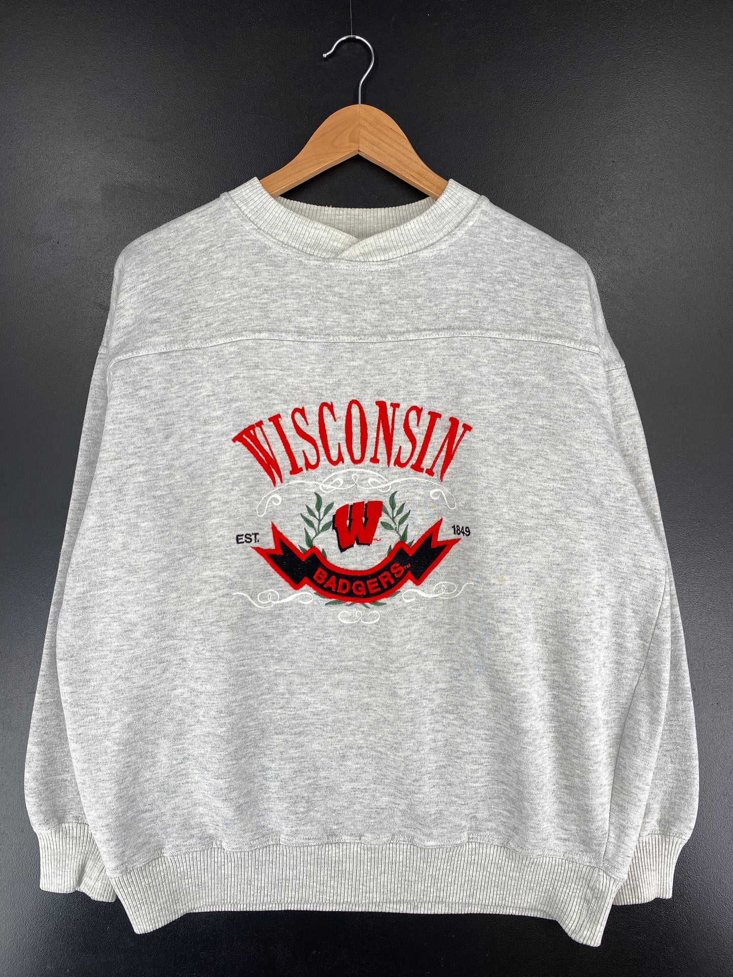 90’s WISCONSIN Size L Vintage College Sweat-shirt / E7482S