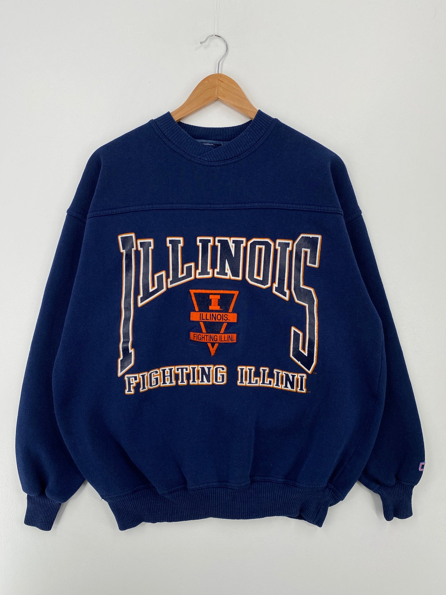 90’s ILLINOIS (No tag) Approx. Size L College Sweat-Shirt / E9774S