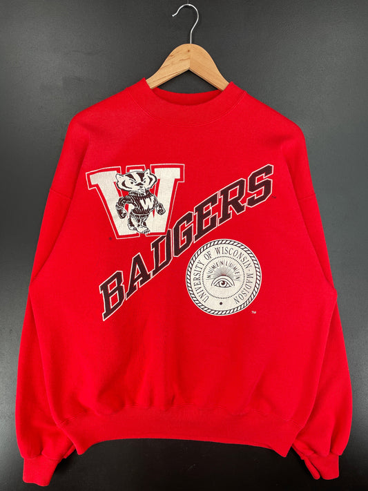 90’s UNIVERSITY OF WISCONSIN BADGERS Size XXL Vintage College Sweat-shirt / G3979S