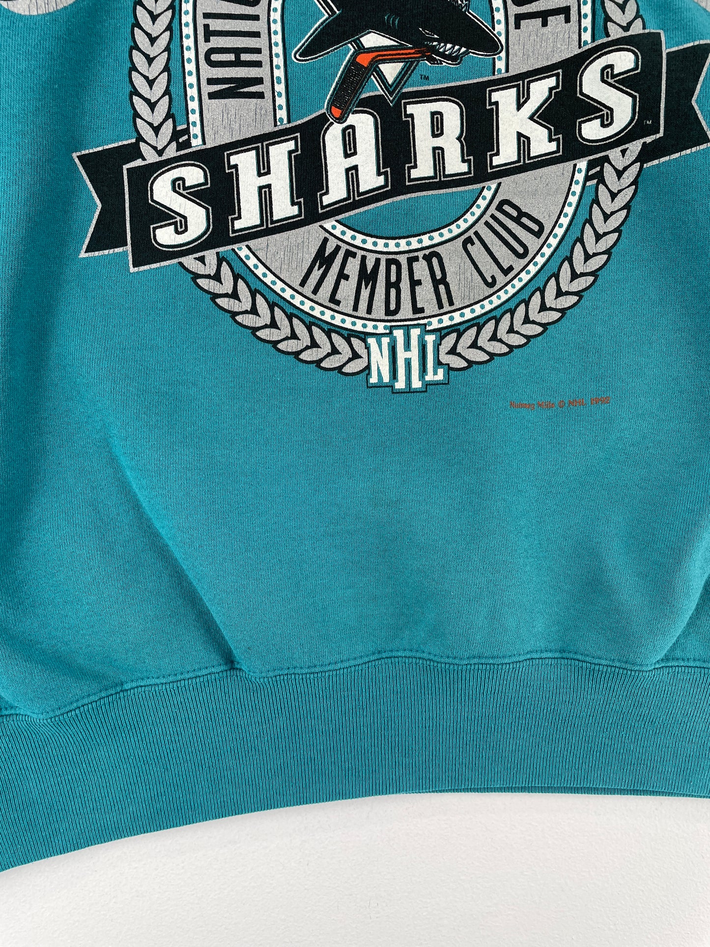 1992 SAN JOSE SHARKS Made in USA Size L Vintage NHL Sweat-Shirt / E7447S