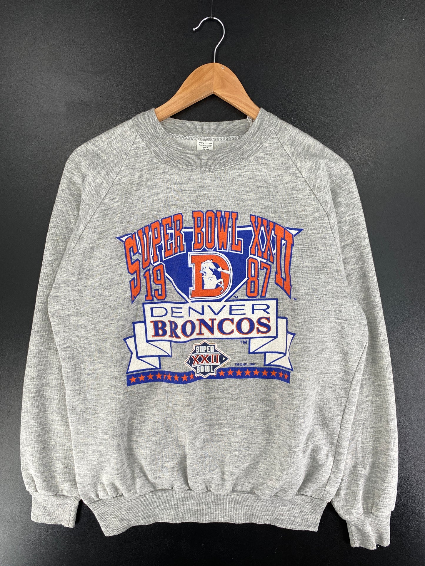 1987 DENVER BRONCOS SUPER BOWL Made in USA Size XL Vintage NFL Sweat-shirt / E9999S