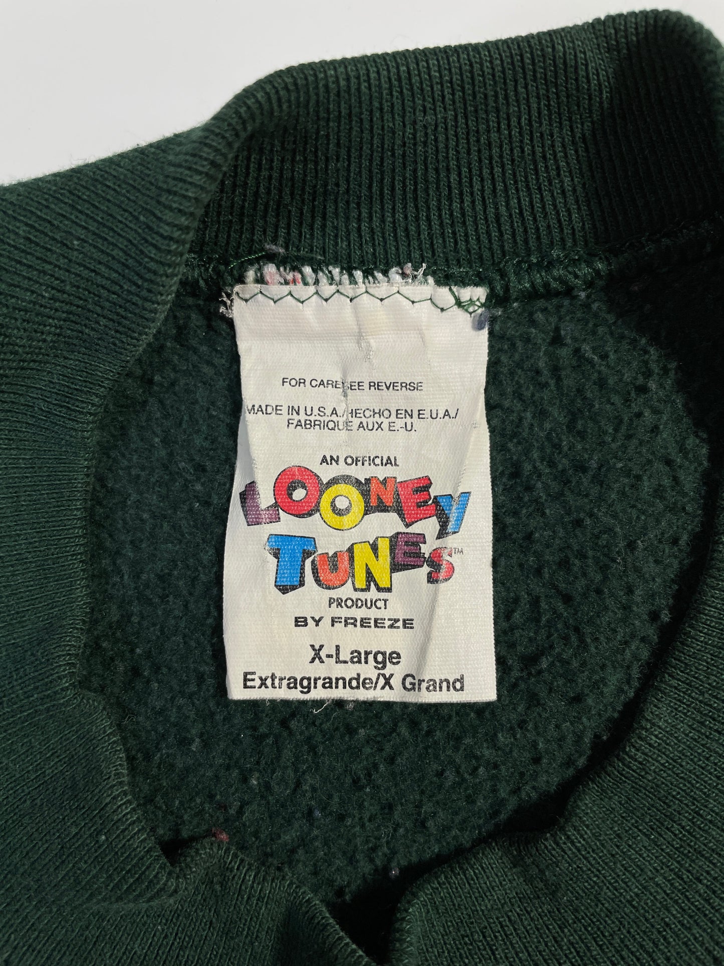 .1995 LOONEY TUNES TAZ Made in USA Size XL Vintage Sweat-shirt / E7962S