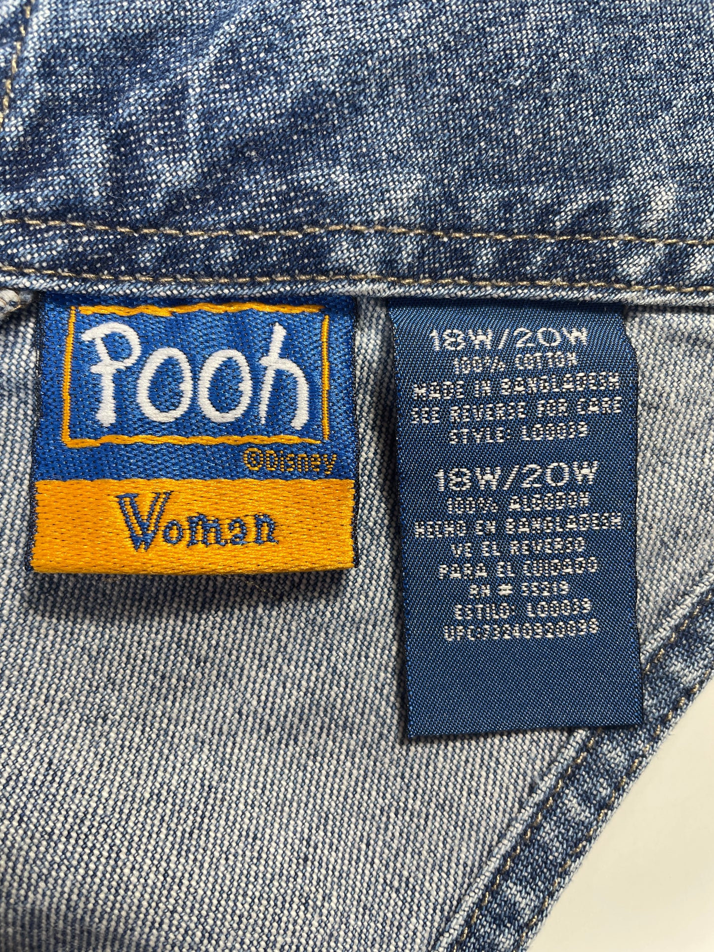 00' DISNEY WINNIE THE POOH Size Ladies.18-20W(XL-XXL) Vintage Denim Overall / E7878P