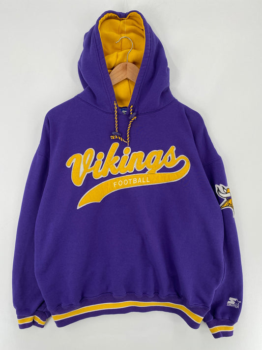 90’s STARTER x MINNESOTA VIKINGS Size XL Vintage NFL Hoodie Sweat-Shirt / F6220S