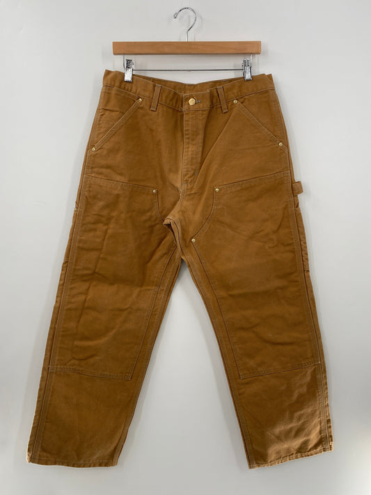 Vintage CARHARTT Made in USA Size W33xL28 Double Knee Duck Pants / F7159P