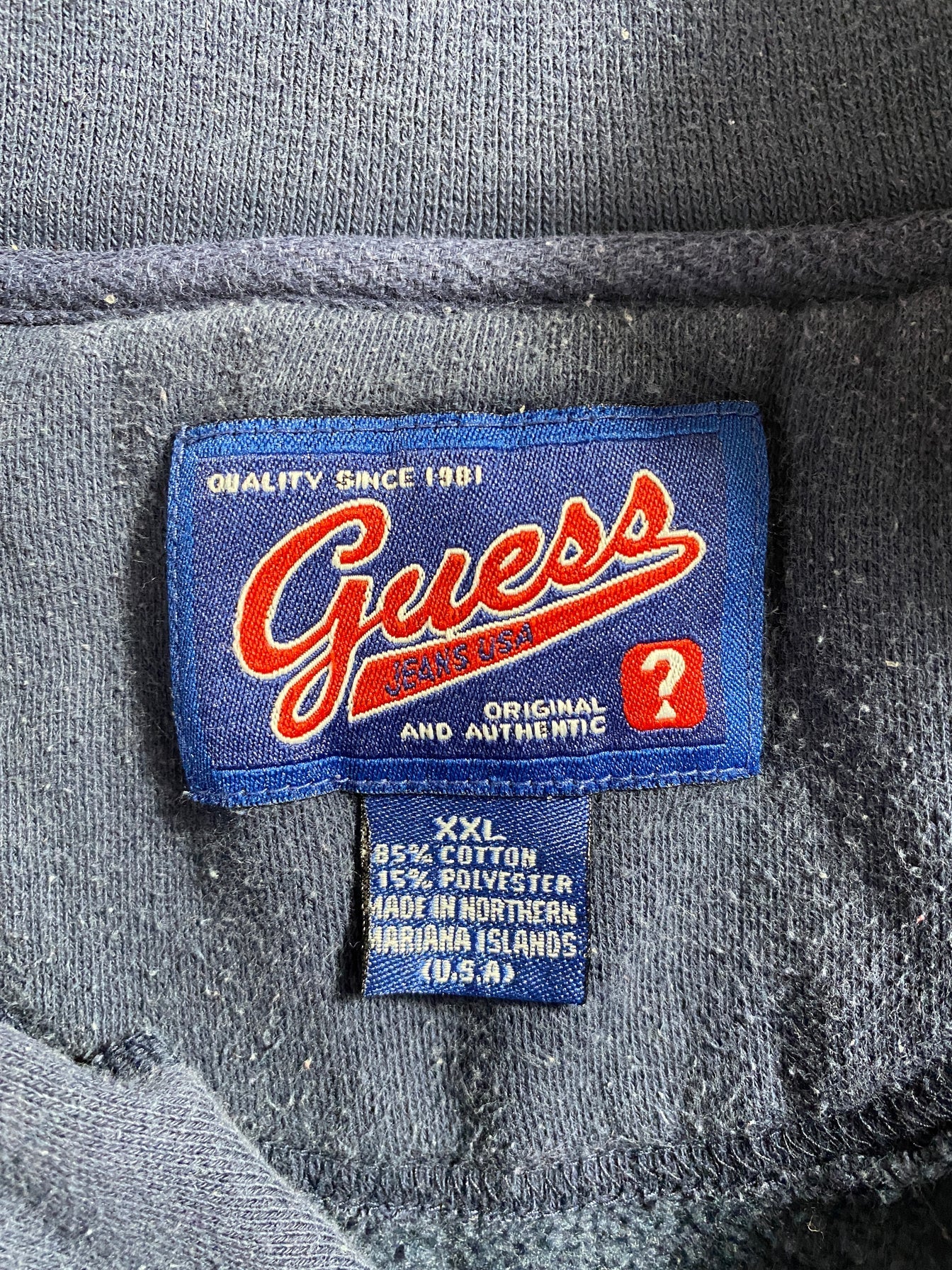 Vintage GUESS JEANS Size XXL Vintage Half Zip Sweat-Shirt / F6325S