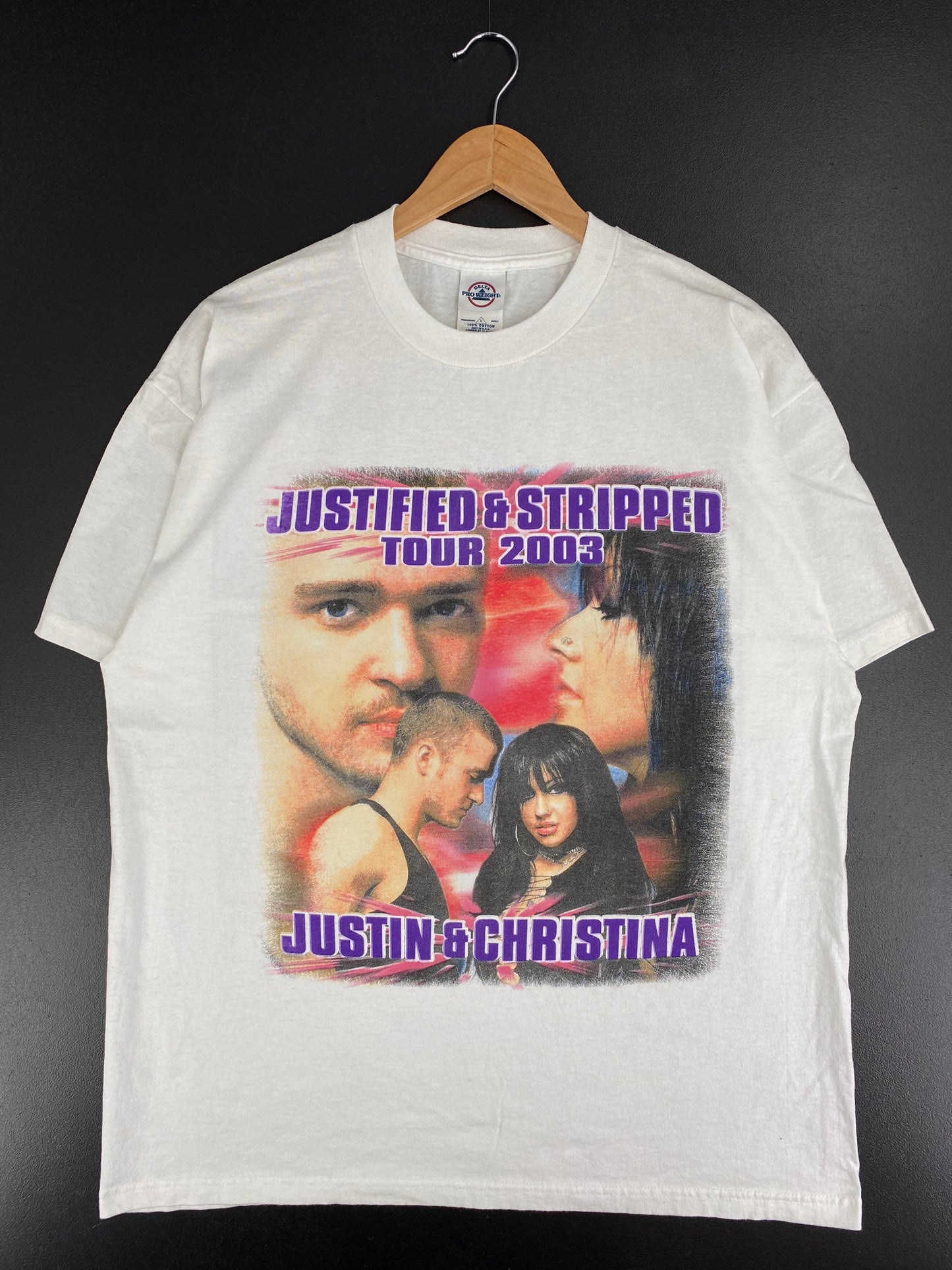 JUSTIN TIMBERLAKE & CHRISTINA AGUILERA JUSTIFIED & STRIPPED TOUR Size L Vintage Music T-Shirts / F1839T