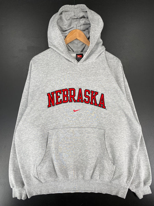 00' NIKE x NEBRASKA Size XL Vintage College Hoodie Sweat-Shirt / E7870S