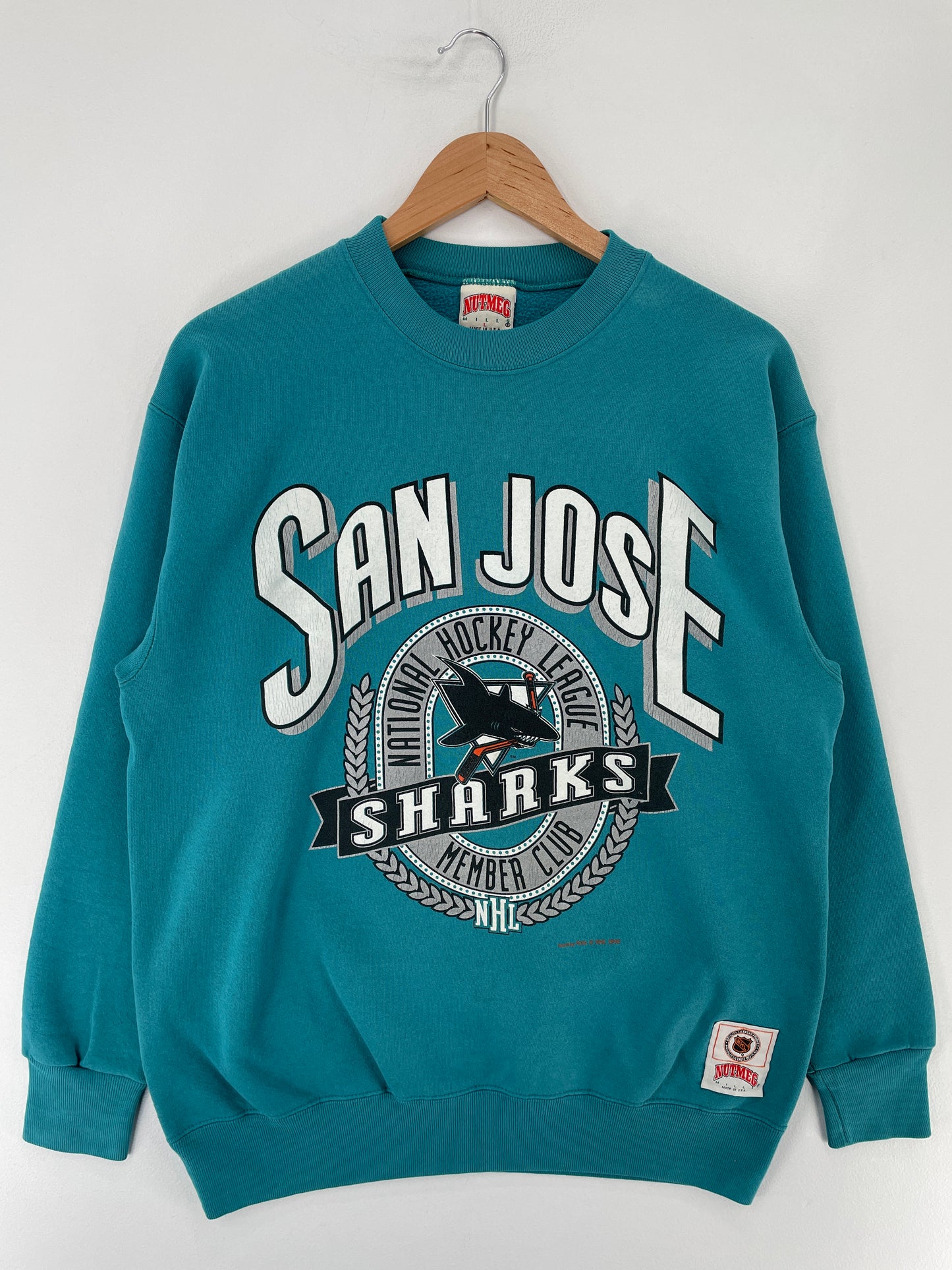 1992 SAN JOSE SHARKS Made in USA Size L Vintage NHL Sweat-Shirt / E7447S